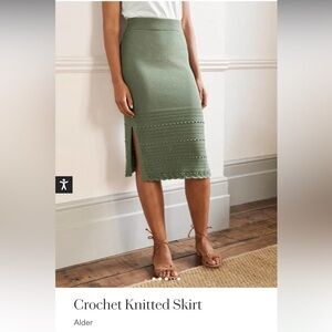 Boden Alder Crochet Knitted Pencil Skirt in Sage Green